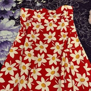 Red Floral Long Skirt